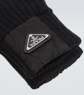Gants en maille côtelée de laine et cachemire | Prada