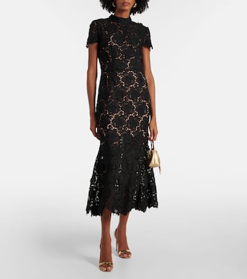 Robe longue en dentelle à fleurs | Self-Portrait