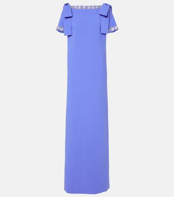 Embroidered bow-detail crêpe gown | Carolina Herrera