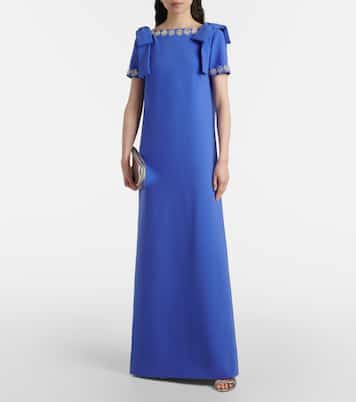 Embroidered bow-detail crêpe gown | Carolina Herrera