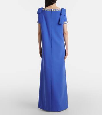 Embroidered bow-detail crêpe gown | Carolina Herrera