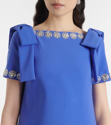 Embroidered bow-detail crêpe gown | Carolina Herrera