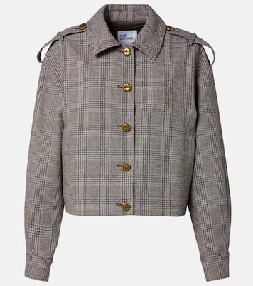 Checked cotton and linen jacket | Self-Portrait