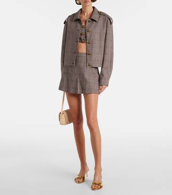 Checked cotton and linen jacket | Self-Portrait