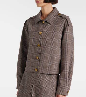 Checked cotton and linen jacket | Self-Portrait