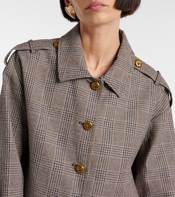 Checked cotton and linen jacket | Self-Portrait