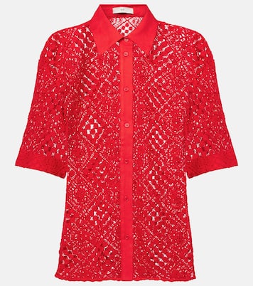 Rayure cotton-blend crochet shirt | SIR