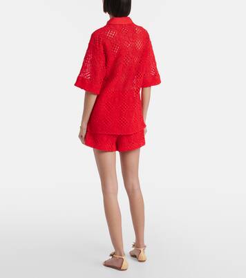 Rayure cotton-blend crochet shirt | SIR