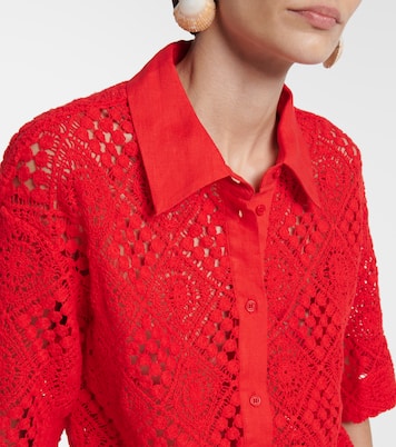 Rayure cotton-blend crochet shirt | SIR