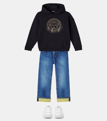 Medusa embellished cotton fleece hoodie | Versace Kids