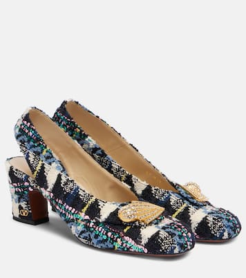 Adamantine 60 tweed slingback pumps | Valentino Garavani