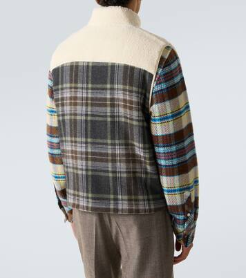 Reversible cashmere and wool vest with emerald | God's True Cashmere