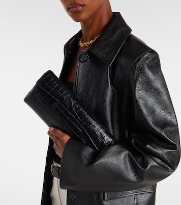 T-Clutch Small croc-effect leather clutch | Toteme