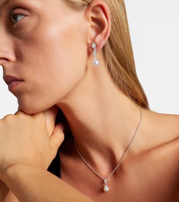 18kt white gold necklace with pearls and diamonds | Mikimoto
