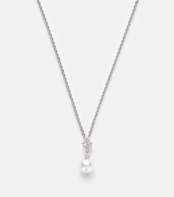 18kt white gold necklace with pearls and diamonds | Mikimoto