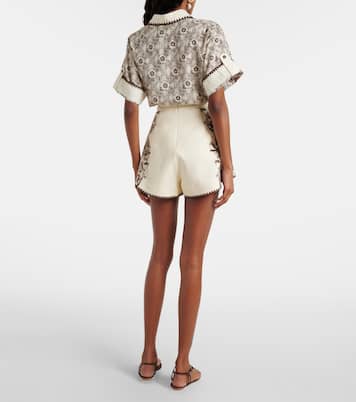 Printed linen and cotton shorts | Alémais