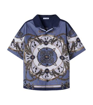 Printed cotton poplin shirt | Dolce&Gabbana Kids