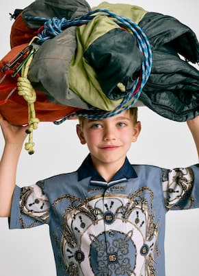 Printed cotton poplin shirt | Dolce&Gabbana Kids