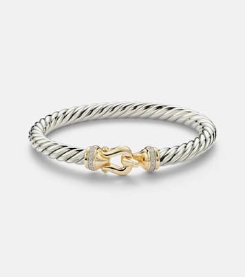 Cable Flex® Buckle sterling silver and 14kt gold bracelet with diamonds | David Yurman