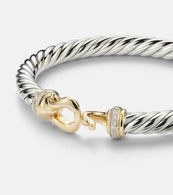 Cable Flex® Buckle sterling silver and 14kt gold bracelet with diamonds | David Yurman