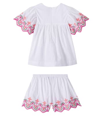 Embroidered cotton top and shorts set | Tartine et Chocolat