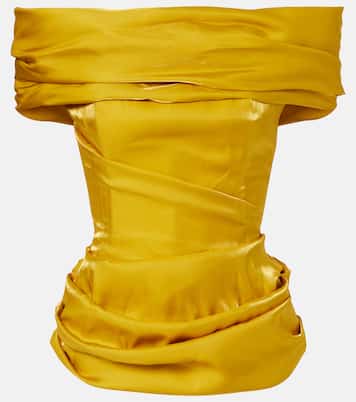 Draped off-shoulder satin top | Magda Butrym