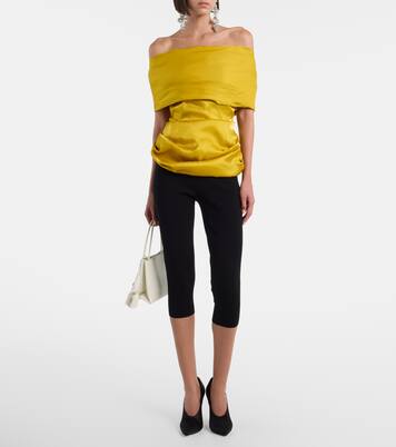 Draped off-shoulder satin top | Magda Butrym