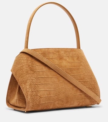 Hug Medium croc-effect suede shoulder bag | Ferragamo