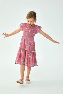 Ester floral shirred cotton dress | C'era Una Volta