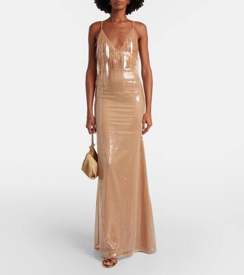 Abito lungo dégradé con paillettes | David Koma