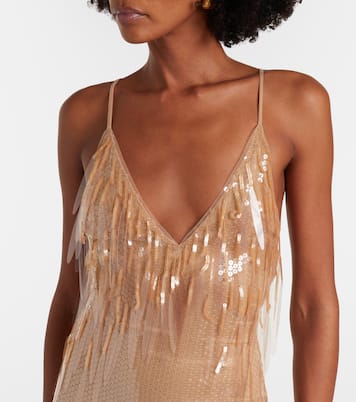 Abito lungo dégradé con paillettes | David Koma