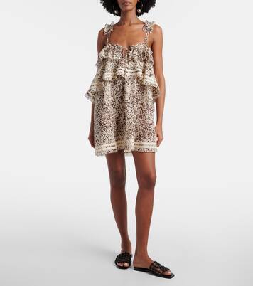 Leopard-print ruffled cotton minidress | The Attico