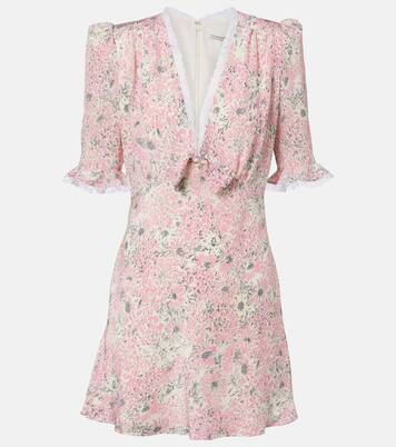 Lace-trimmed floral silk minidress | Alessandra Rich