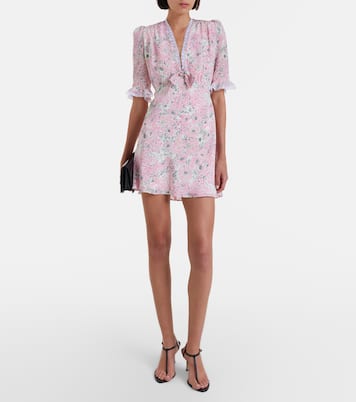 Lace-trimmed floral silk minidress | Alessandra Rich