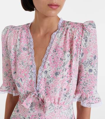 Lace-trimmed floral silk minidress | Alessandra Rich