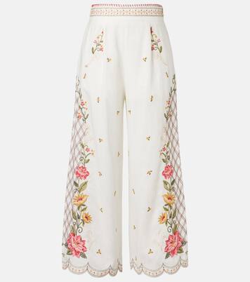 Bestickte Culottes aus einem Leinengemisch | Farm Rio