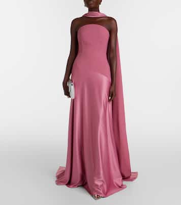 Mae satin-paneled bustier gown | Solace London