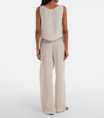 Stella sequined linen-blend wide-leg pants | Leset