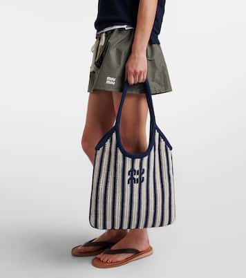 Ivy striped crochet shoulder bag | Miu Miu