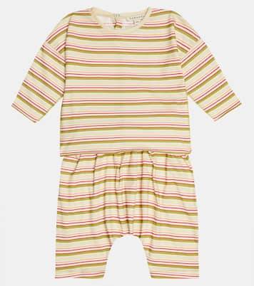 Baby Anthurium striped cotton T-shirt and shorts set | Caramel