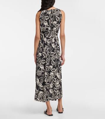 Robe midi imprimée en crêpe | Velvet