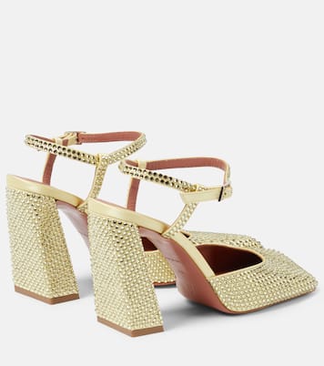 Verzierte Pumps Charlotte 95 aus Satin | Amina Muaddi