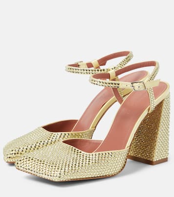 Verzierte Pumps Charlotte 95 aus Satin | Amina Muaddi