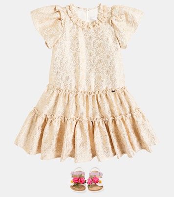 Ruffled lamé jacquard dress | Monnalisa