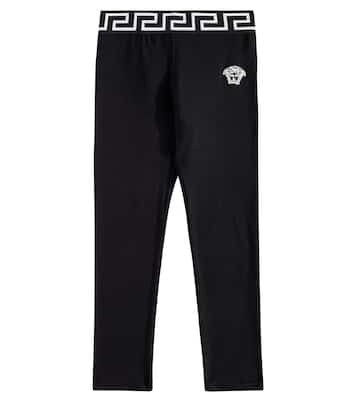 Greca cotton-blend jersey leggings | Versace Kids