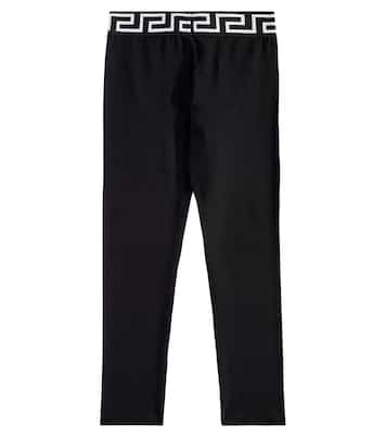 Greca cotton-blend jersey leggings | Versace Kids