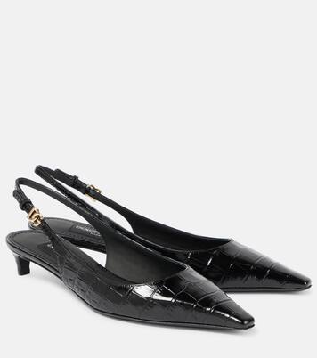 Croc-effect patent leather slingback pumps | Dolce&Gabbana