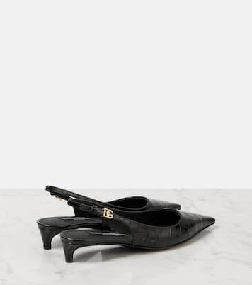Croc-effect patent leather slingback pumps | Dolce&Gabbana