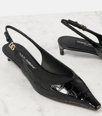 Croc-effect patent leather slingback pumps | Dolce&Gabbana