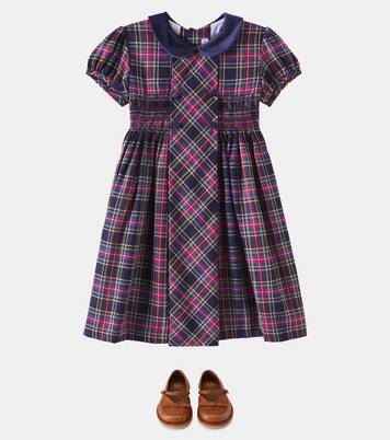 Arcadia shirred plaid cotton-blend dress | La Coqueta